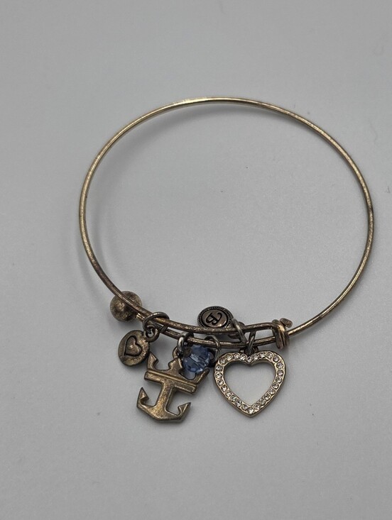 Brighton Jewelry - Brighton Anchor & Crystal Heart Charm Bangle‎ Bracelet